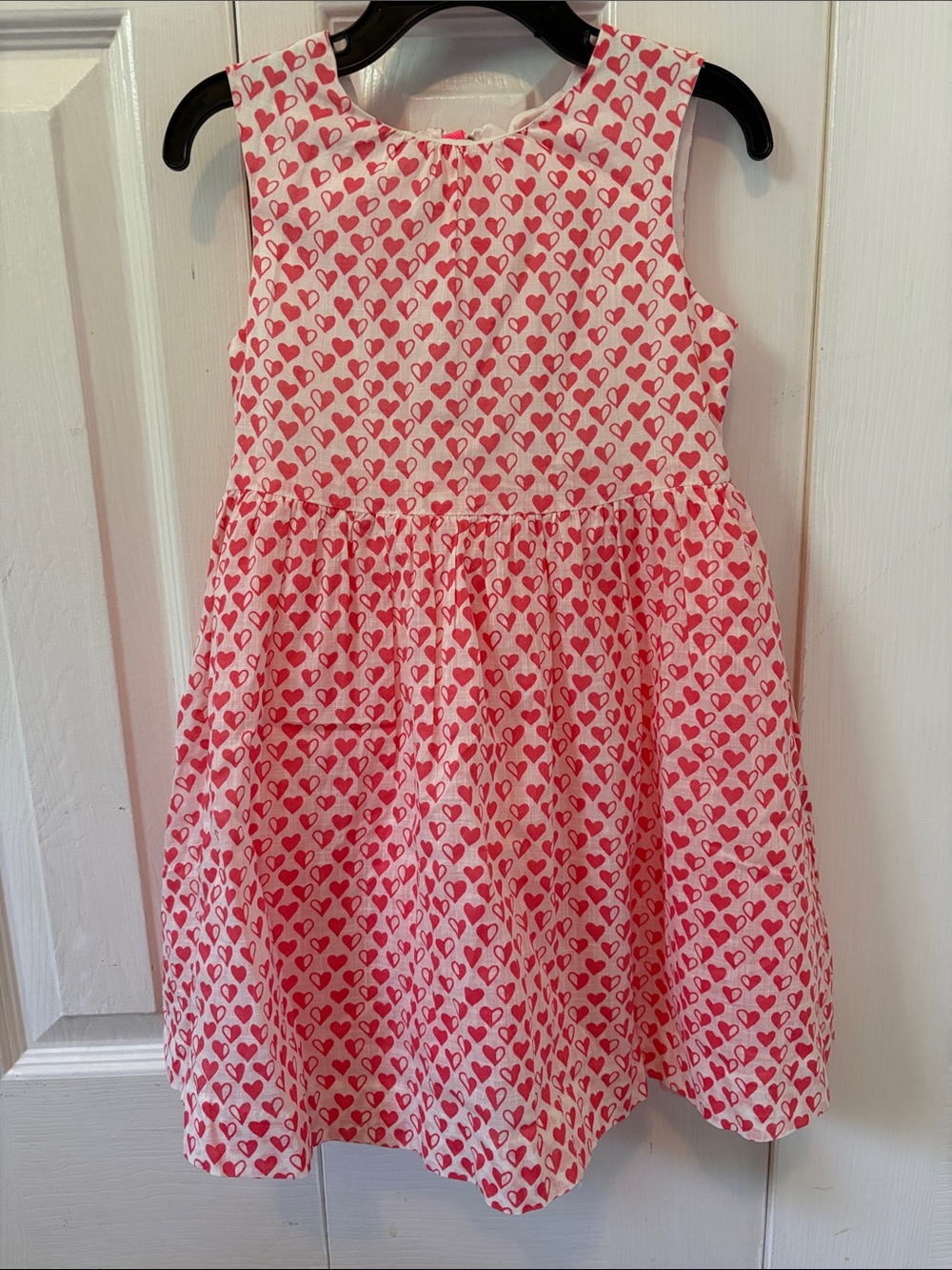 J. Crew White Sleeveless Dress with Pink Heart Print